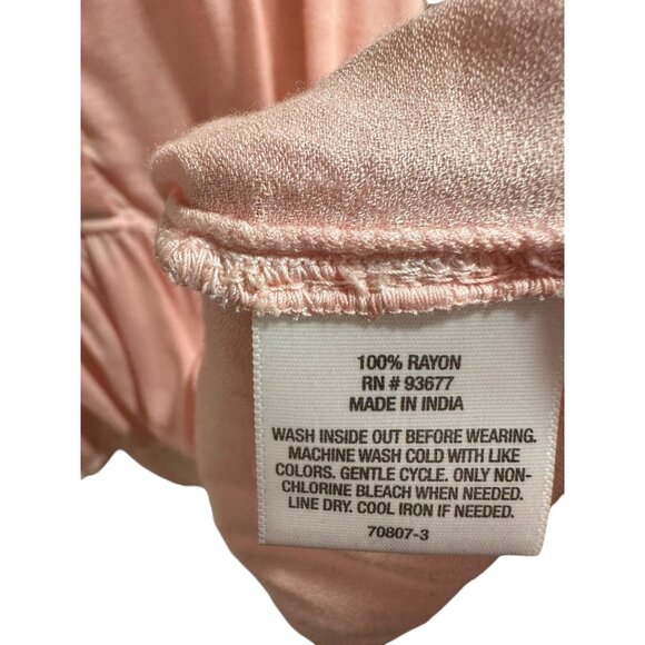 ๐ 2/$20 ๐ Pink Boho Long Sleeve Collared Blouse with Flouncy Bottom sz L - Picture 6 of 8